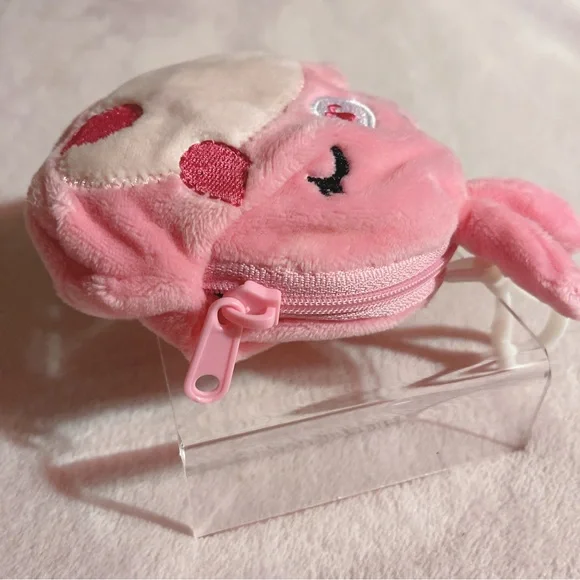 Happy Go Fluffy Pink Kawaii Plush Bunny Coin Pouch Clip -NWOT - Picture 5 of 10